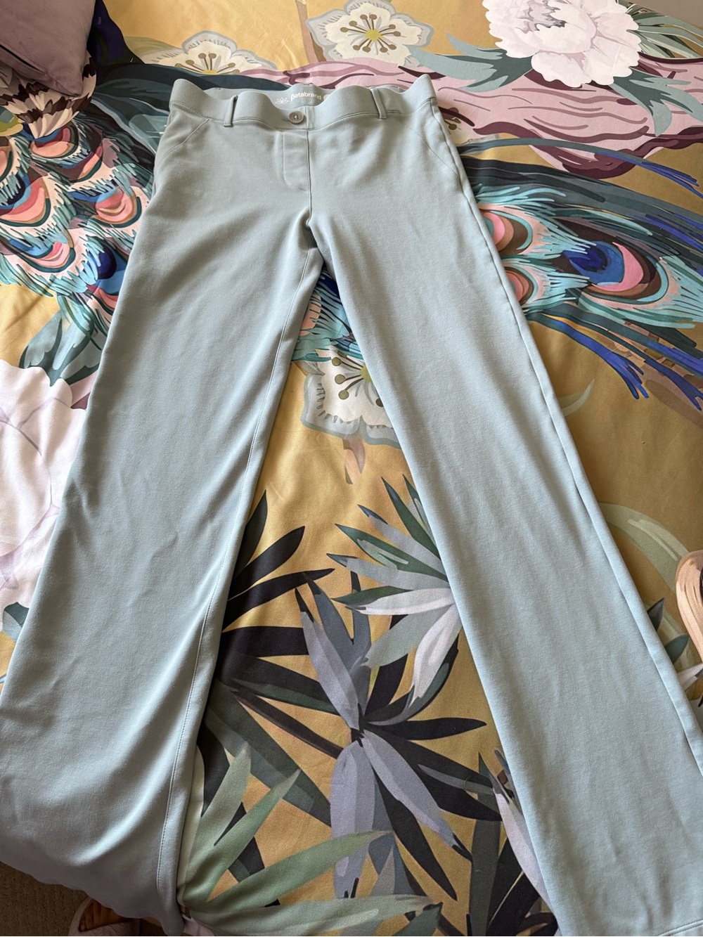 Betabrand Men's Pale Blue Stretch Knit Pants